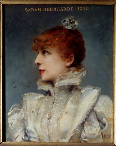 Portret van Henriette Rosine Bernard genaamd Sarah Bernhardt (1844-1923) lid van de Comedie Francaise. Schilderij door Louise Abbema (1858-1927) door Louise Abbéma