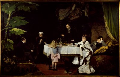 Het ontbijt in de kas. Schilderij door Louise Abbema (1858-1927) 1877 door Louise Abbéma