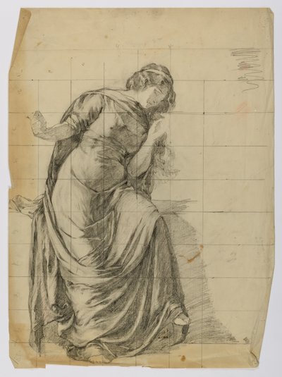 Zonder titel (Gedrapeerde vrouwelijke figuur) door Louise Cox