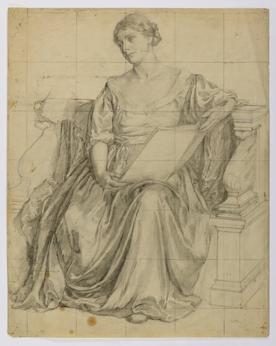 Zonder titel (Zittende gedrapeerde vrouwelijke figuur) door Louise Cox