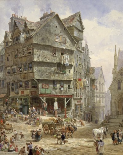 De High Street vanaf de West Bow, Edinburgh door Louise Ingram Rayner