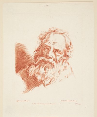 Portret van een oude man en face door Louise Rosalie Hémery