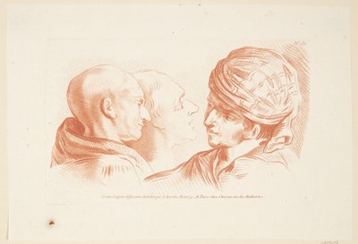 Studie van drie mannenhoofden door Louise Rosalie Hémery