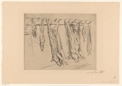 Geslachte varkens door Lovis Corinth (signed by artist)