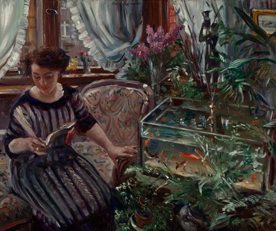 Dame bij de goudvisvijver door Lovis Corinth