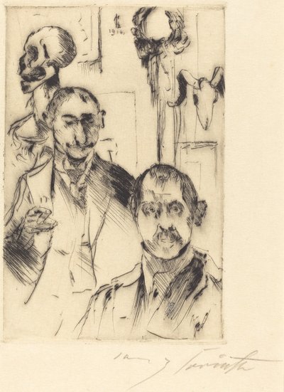 Dubbelportret met skelet door Lovis Corinth