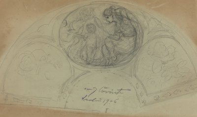 Waaiervormig ontwerp [verso] door Lovis Corinth
