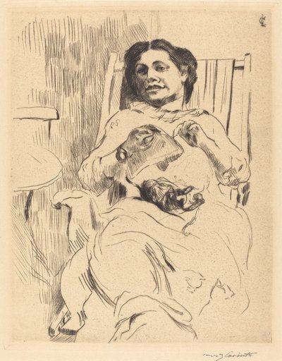 Vrouw met naaiwerk, 1912 door Lovis Corinth