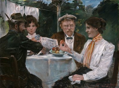 Ontbijt in Max Halbes Tuin door Lovis Corinth