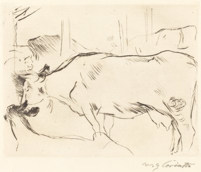 Koeienstal II, 1914 door Lovis Corinth