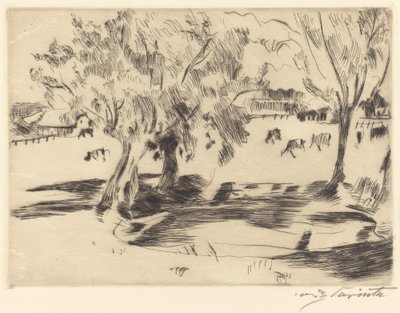 Landschap met Koeien door Lovis Corinth
