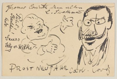 Lovis Corinth aan Carl Strathmann: Postkaart, Poststempel 27 december 1904 door Lovis Corinth