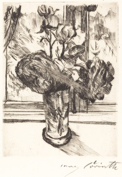 Rosen in einem Wasserglas, 1916 door Lovis Corinth