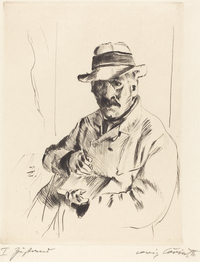 Zelfportret in een Strohoed door Lovis Corinth