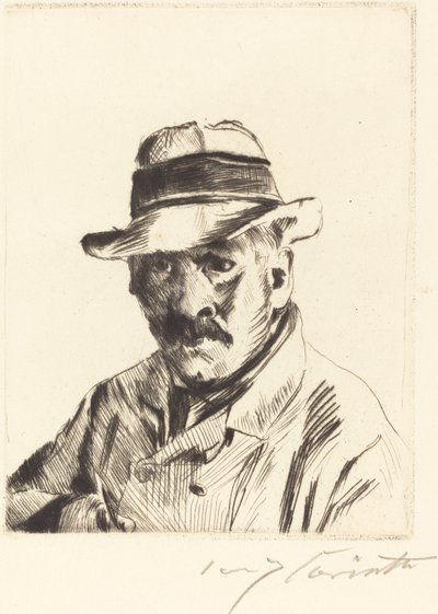 Zelfportret in een Strohoed door Lovis Corinth