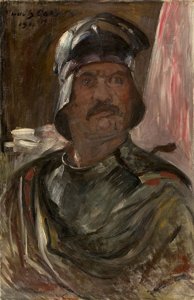 Zelfportret in harnas, 1911 door Lovis Corinth