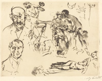 Schetsen van mannen, waaronder Max Liebermann, ca. 1915 door Lovis Corinth