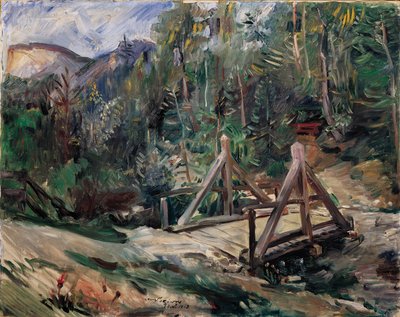 Tiroler landschap met brug door Lovis Corinth