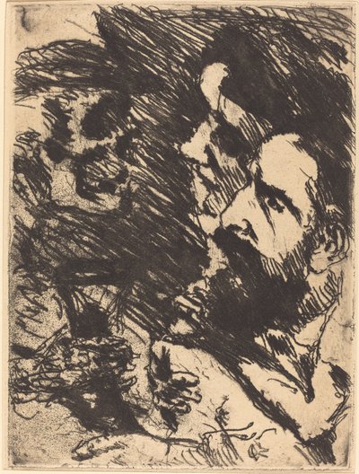 Dood bezoekt de Strucks door Lovis Corinth