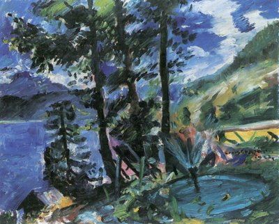 Walchensee met fontein door Lovis Corinth