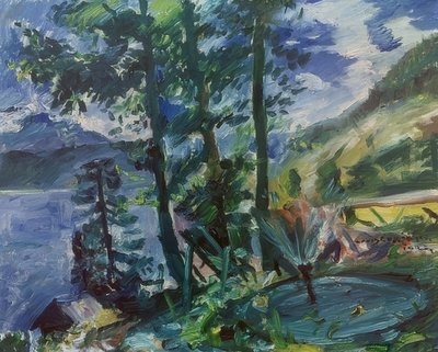 Walchensee met fontein door Lovis Corinth