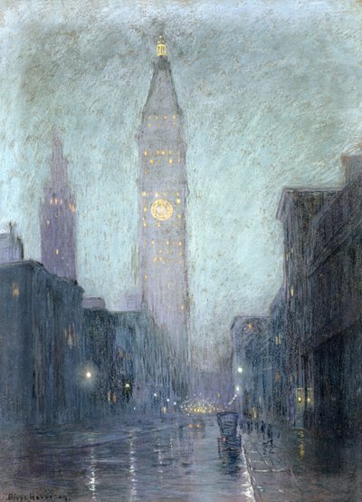 Madison Avenue bij Schemering door Lowell Birge Harrison