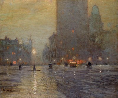 Madison Square, regenachtige nacht door Lowell Birge Harrison