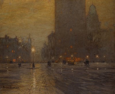 Madison Square, Regenachtige Nacht door Lowell Birge Harrison