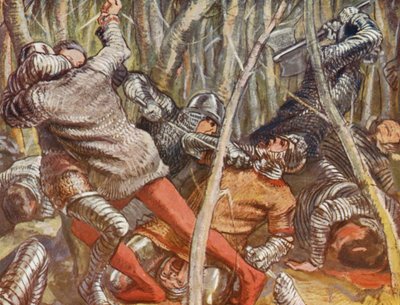 Illustratie voor verhalen van Guy of Warwick (kleurenlitho) door Lowes Dalbiac Luard