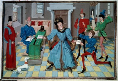 Aankomst van een miniatuurboodschapper uit het manuscript 