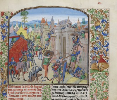 Belegering van het kasteel van Duras door de Fransen in 1377, ca. 1470-1475 door Loyset Liedet