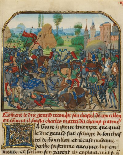 De slag voor het kasteel van Roussillon door Loyset Liedet