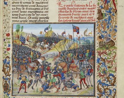 De Slag bij Auray op 29 september 1364, ca. 1470-1475 door Loyset Liedet