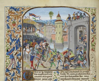 De Slag bij Caen in 1346, ca. 1470-1475 door Loyset Liedet