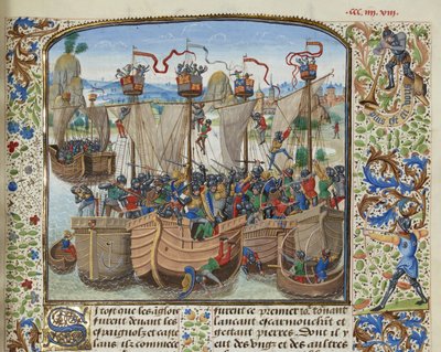 De Slag bij La Rochelle, 1372, ca. 1470-1475 door Loyset Liedet