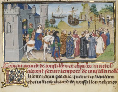 De Byzantijnse Keizer Verwelkomt Roussillon en Martel door Loyset Liedet