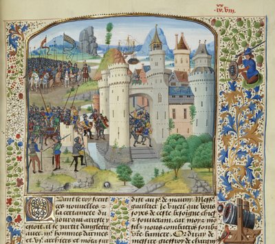 De Franse poging om Calais van Engeland te heroveren, 1350, ca. 1470-1475 door Loyset Liedet