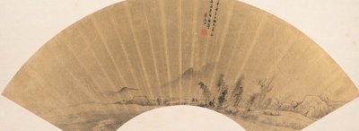 Landschap in de stijl van Dong Yuan, 1591-1651 door Lu Kezheng