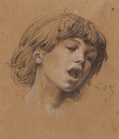 Hoofd van een zingende jongen (studie voor Muziek) door Luc Olivier Merson