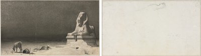 De Rust tijdens de Vlucht naar Egypte (recto); Schets van een Sfinx [?] (verso) door Luc Olivier Merson