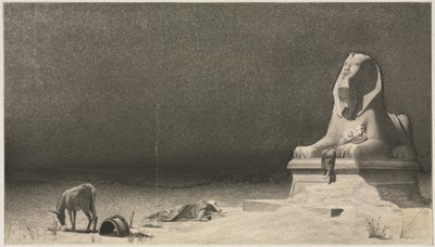 De rust tijdens de vlucht naar Egypte (recto), schets van een sfinx (verso), ca. 1879-80 door Luc Olivier Merson