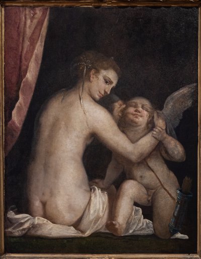 Venus blinddoekt Cupido door Luca Cambiaso