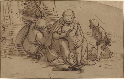 Heilige Familie met de Jonge Sint Jan door Luca Cambiaso