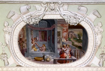 Scènes van bad, verleiding. Fresco door Luca Cambiaso (1527-1585) door Luca Cambiaso