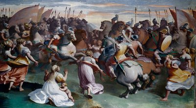 De Verkrachting van de Sabijnse Vrouwen, door Luca Cambiaso, 16e eeuw door Luca Cambiaso