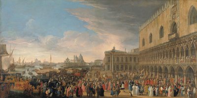 De intocht van de Franse ambassadeur in Venetië in 1706 door Luca Carlevarijs