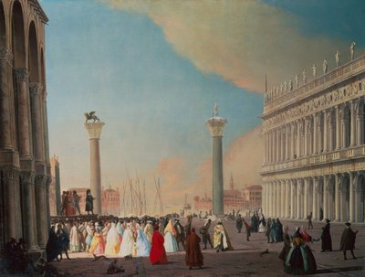 De Piazzetta, Venetië, kijkend naar het Zuiden vanaf de Voorgevel van San Marco door Luca Carlevaris