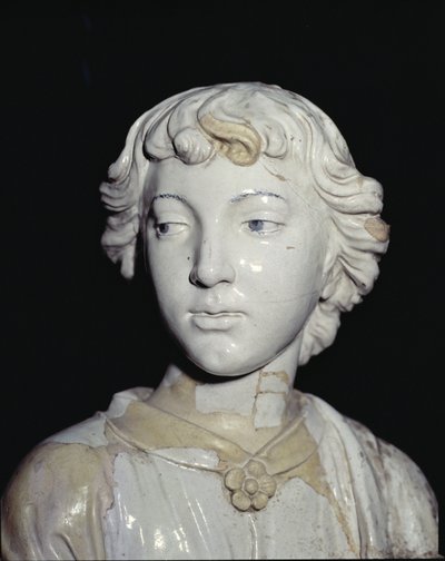 Engel die een Kaars Vasthoudt (detail) door Luca Della Robbia
