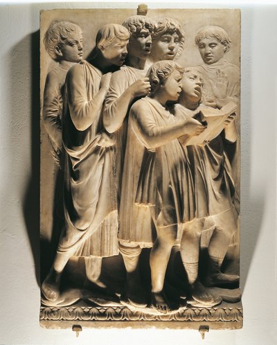 Laudate Eum in choro (Psalm 150, Laudate Dominum), paneel met zingende kinderen door Luca Della Robbia