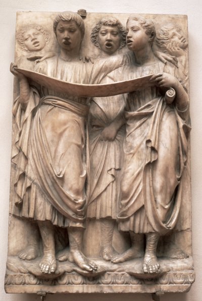 Zingende engelen, reliëf van de Cantoria door Luca della Robbia (1400-82), ca. 1435 door Luca Della Robbia